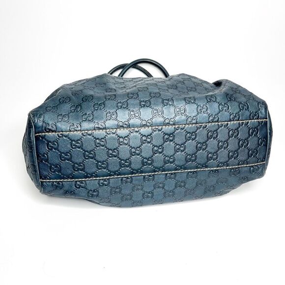 🍋 Gucci Blue Guccissima Leather Medium Sukey Satchel Bag - Picture 5 of 9